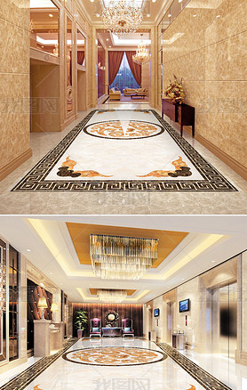 高清欧式花纹石材大厅拼花地板过道