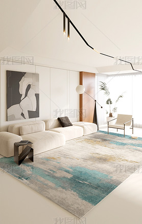 日式轻奢侘寂风床边客厅玄关简约抽象地毯