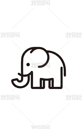 大象简笔画免抠元素矢量图动物外形线条
