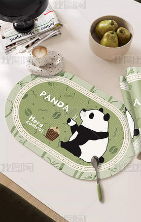 现代薄荷曼波餐垫卡通熊猫厨房垫溧水垫桌垫防污垫