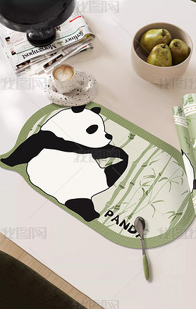 现代薄荷曼波餐垫卡通熊猫厨房垫溧水垫桌垫防污垫
