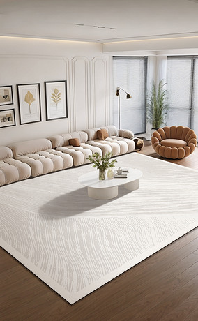 现代奶油色抽象条纹客厅沙发地毯图案设计
