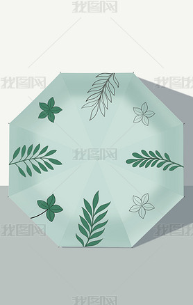 简约小清新植物花纹雨伞布面图案矢量