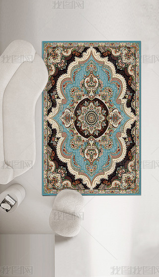 时尚美式抽象古典波斯复古欧式客厅地毯地垫图案