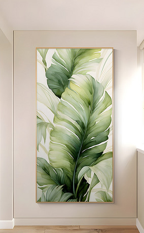 现代轻奢简约立体金色热带叶子客厅沙发玄关装饰画8