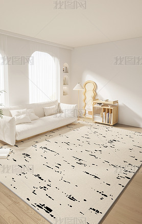 现代简约几何侘寂风客厅卧室地毯地垫图案设计