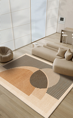 北欧简约轻奢几何抽象高端客厅地毯地垫