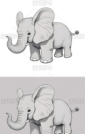 大象小象动物园可爱卡通手绘动物(1)