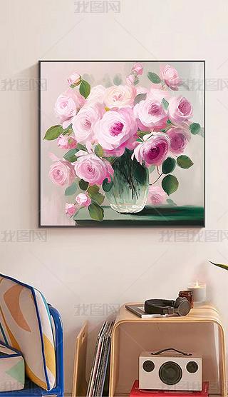 手绘油画欧式设计师美式花卉客厅玄关装饰画挂画壁画