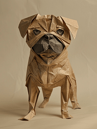 折纸艺术哈巴狗宠物高清摄影图儿童手工制作