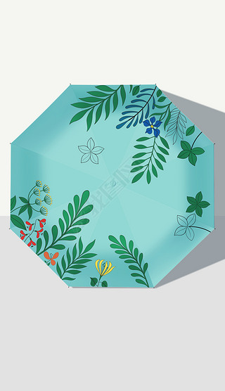 植物花卉插画雨伞布面印花矢量