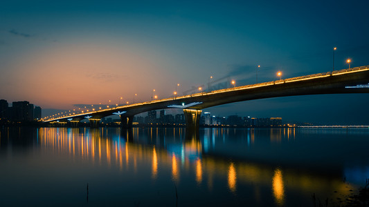 摄影照片_长沙湘府路大桥夜景摄影图