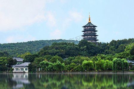 摄影照片_杭州西湖雷峰塔