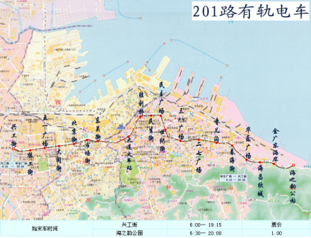 大连有轨电车线网示意图