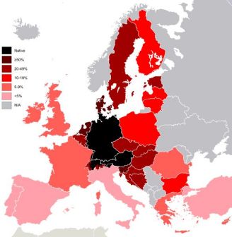德语在欧洲大陆的使用频率