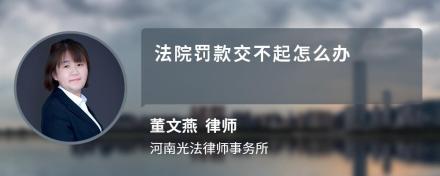 法院罚款交不起怎么办