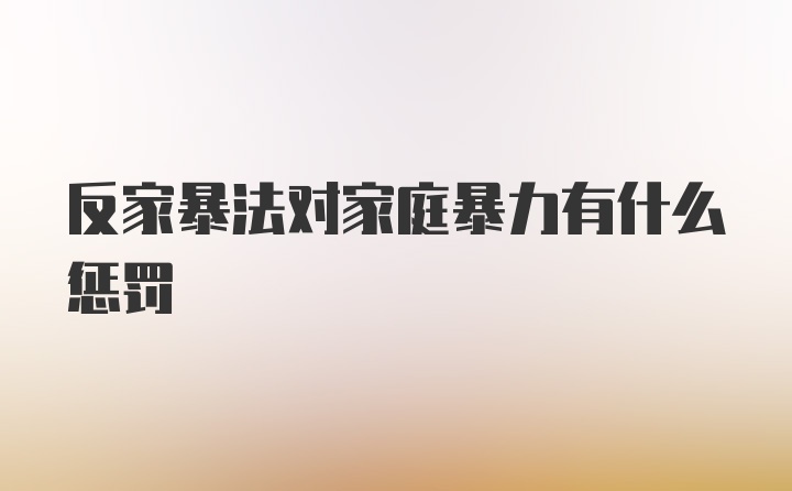 反家暴法对家庭暴力有什么惩罚