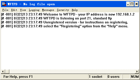 wftpd32文件传输(小型FTP服务器) v2.41 绿色版 0