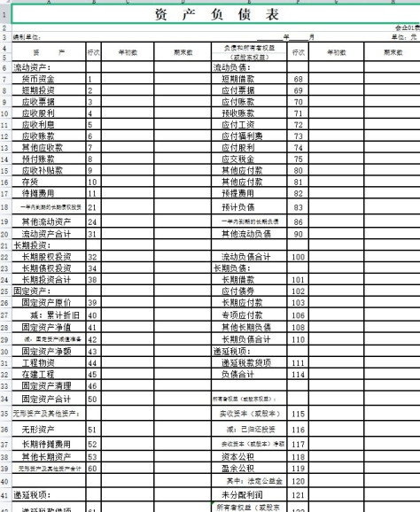 小规模纳税人资产负债表样本