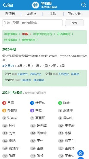 特特股牛散持股查询 v1.0 安卓版 0