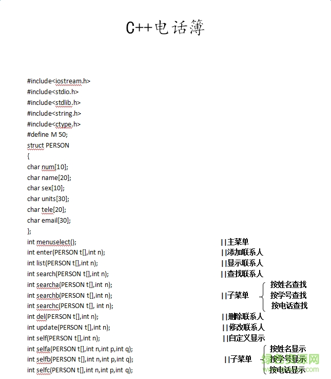 c++电话簿作业编程 word版 0