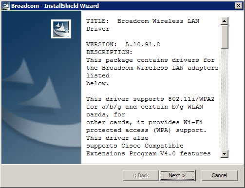 broadcom 802.11g 网络适配器驱动程序 v5.10.91.8 官方版0