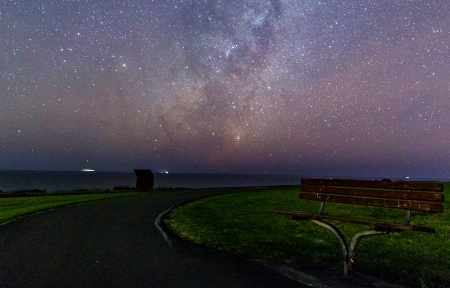 <font color='red'>星空</font> 路 椅子 3440x1440风景壁纸