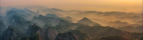 连绵山脉 湖南 日出风景5120x1440壁纸