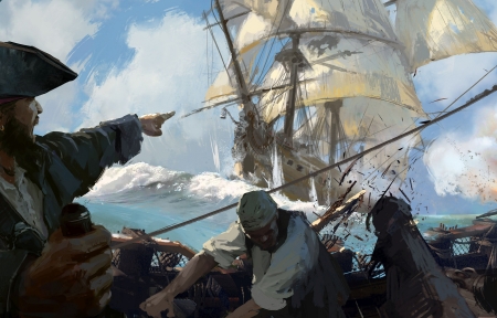 海,船员,帆船,海盗,游戏<font color='red'>3440</font>x1440壁纸