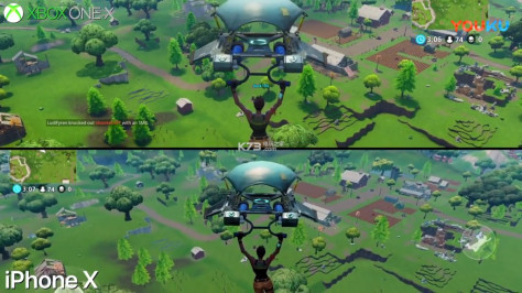 《堡垒之夜Fortnite》iPhoneX vs Xbox One X画质对比视频