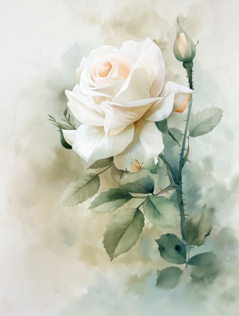 水彩白玫瑰装饰背景素材