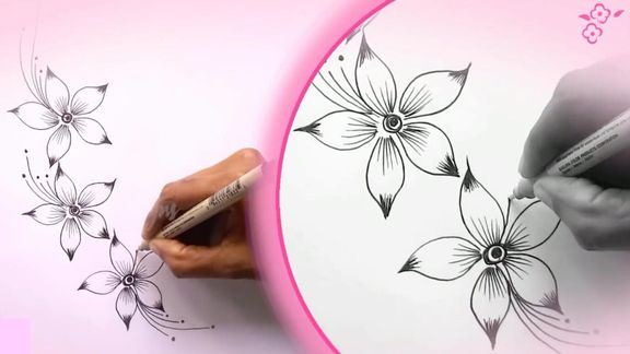 漂亮的线条花朵画，练习线条的法宝，画起来很简单！