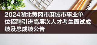 2024湖北黄冈市麻城市事业单位招聘引进高层次人才考生面试成绩及总成绩公告