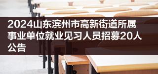 2024山东滨州市高新街道所属事业单位就业见习人员招募20人公告