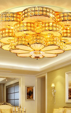 黄水晶LED客厅吸顶灯