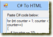 C#代码转换为HTML(C# to HTML)