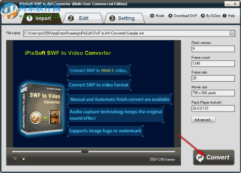 iPixSoft SWF to AVI Converter(SWF到AVI转换器)