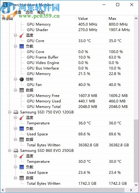 Open Hardware Monitor中文版(电脑硬件检测工具)