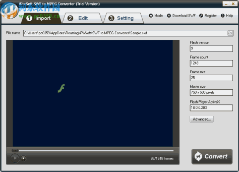 iPixSoft SWF to MPEG Converter(SWF转换为MPEG)