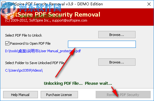 SoftSpire PDF Security Removal(PDF密码删除工具)