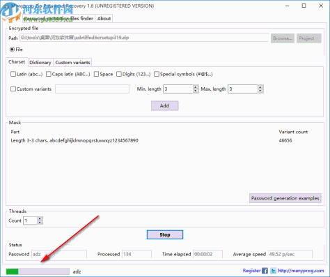 Manyprog Zip Password recover(密码恢复软件)