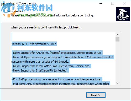 CPU温控监测工具(core temep) 1.12.1 最新绿色版