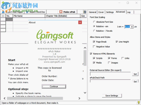 ePub Maker(<a href=http://www.pc0359.cn/zt/dzszz/ target=_blank class=infotextkey>电子书制作</a>器) 1.8 免费版