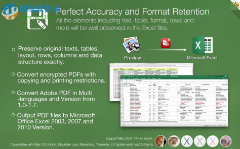 PDF to Excel for Mac(pdf转excel转换器) 1.7 免费版