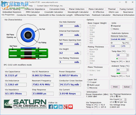 Saturn PCB Toolkit(PCB参数计算工具) 7.0.6 最新版