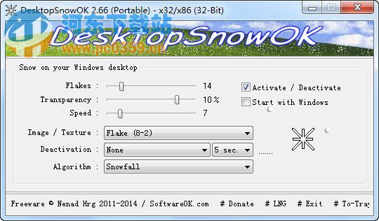 DesktopSnowOK桌面飘雪效果