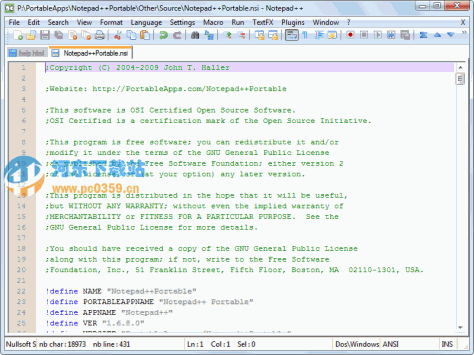 Notepad++ Portable 文件编辑器 6.7.8 官方中文版