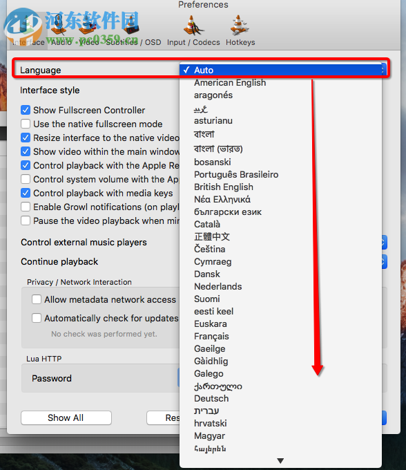 vlc for mac设置中文的方法