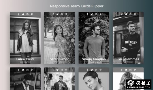 团队卡片资料翻转组件响应式网页模板