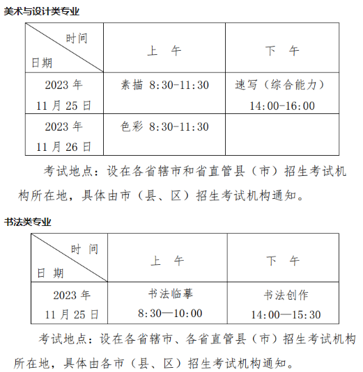 2024河南艺术统考/联考考试时间公布！各专业具体什么时候考试？